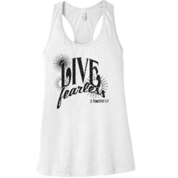 "Live Fearless" Black Silver Flake Tank - Picture 4 of 4